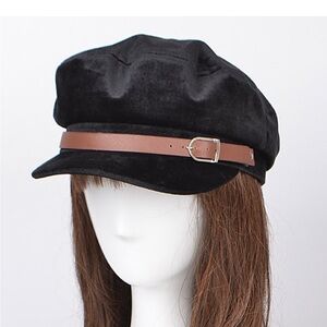 Black Cap with Brown Strap